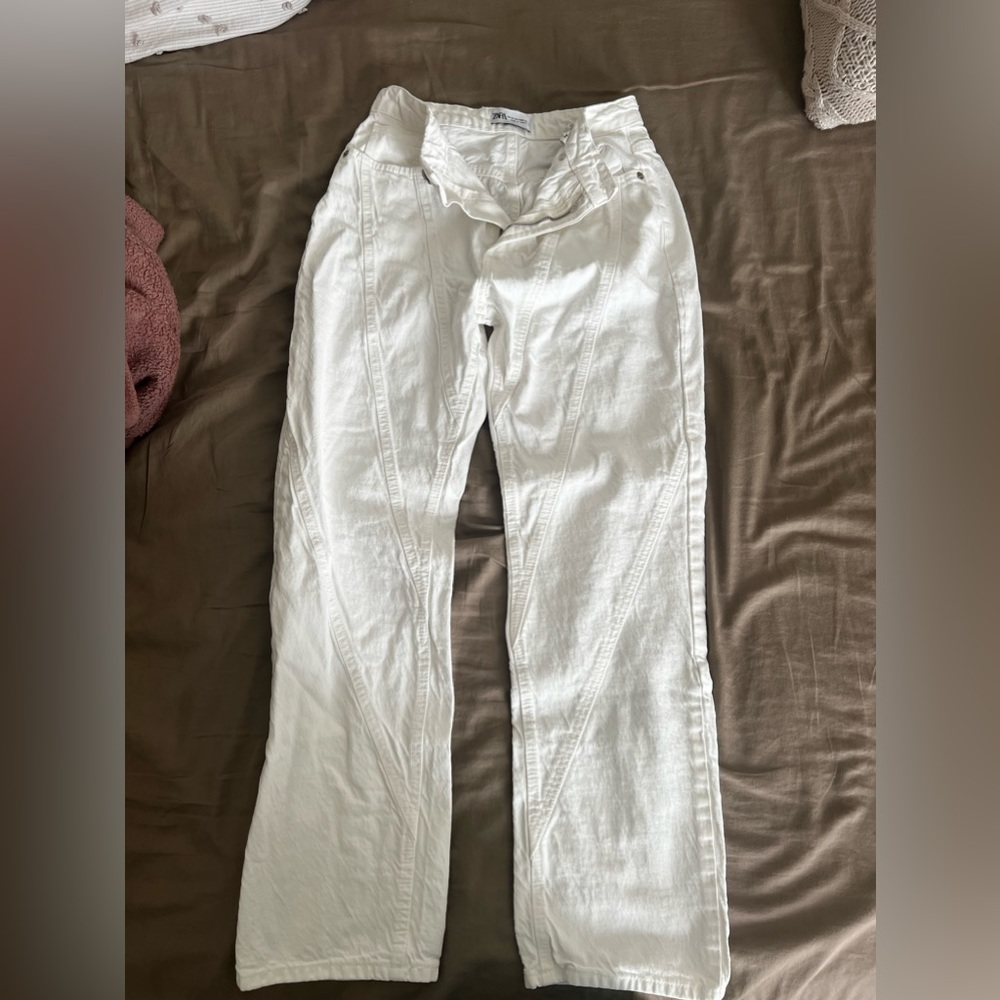 Straight leg white Zara jeans